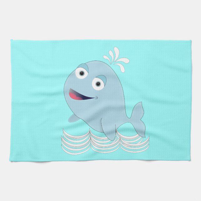 Blue Whale Kitchen Towel (Horizontal)
