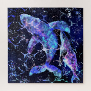 Blue Whale - Migned Drawing Art Collection Jigsaw Puzzle