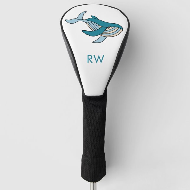 Blue Whale Monogram  Golf Head Cover (Front)