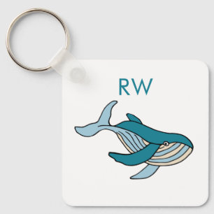 Blue Whale Monogram  Keychain