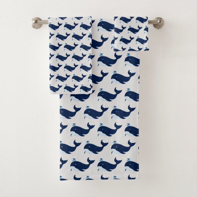 Blue Whale, Nautical Bath Towel Set (Insitu)