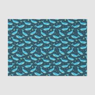 Blue Whale Nautical Ocean Beach Cute Pattern Tissue Paper