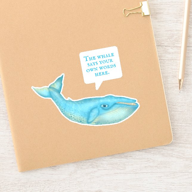 Blue Whale Nautical Personalized Speech Bubble (Notebook)