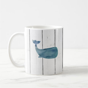 Blue Whale Nautical Shiplap Rustic Coffee Mug
