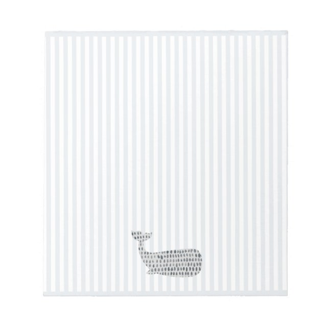 Blue Whale Nautical Stripe Notepad (Front)