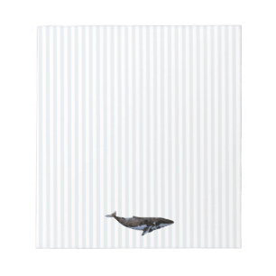 Blue Whale Nautical Stripe Notepad