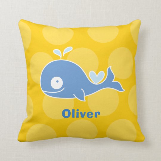 Blue Whale Nursery Decor Kid's Custom Name Cushion