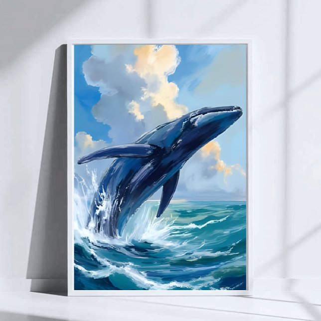 Blue Whale Ocean Animal Watercolor Art Poster (Creator Uploaded)