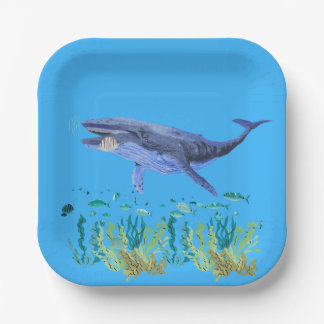 Blue, Whale, Ocean, Fish Paper Plate