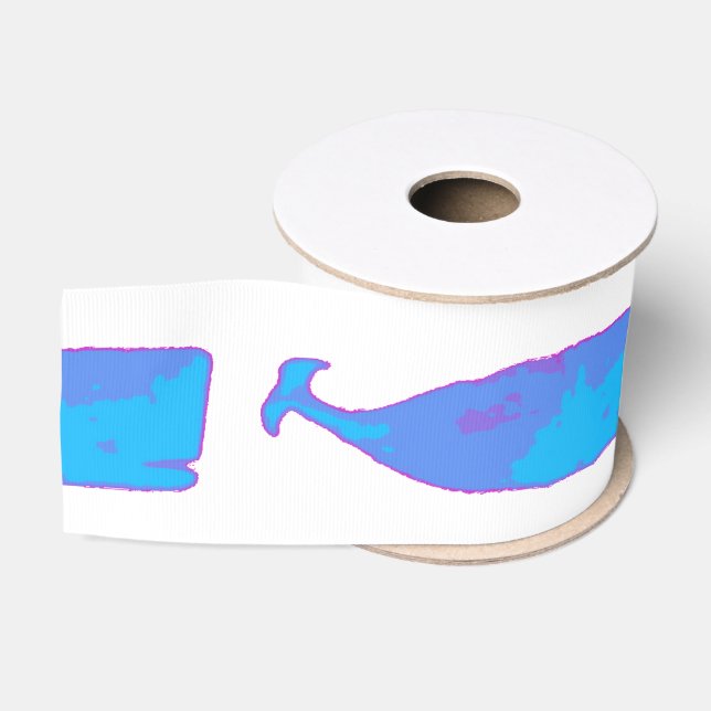blue whale on any colour grosgrain ribbon (Spool)