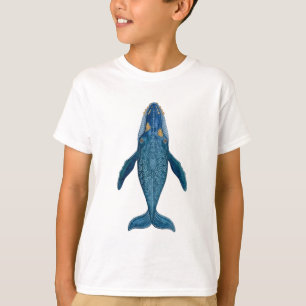 Blue Whale Overhead Ornamental Geometric Pattern T-Shirt