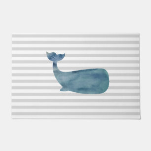 Blue Whale Painting Stripe Doormat