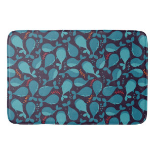 Blue Whale Pattern Bath Mat