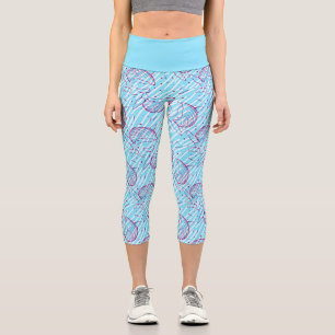 Blue Whale Pattern Capri Leggings