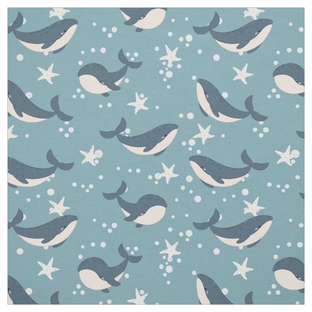 Blue Whale pattern Fabric (Swatch)