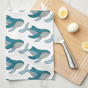 Blue Whale Pattern Kitchen Towel
