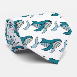 Blue Whale Pattern Tie