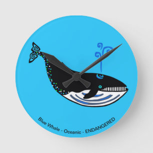 Blue whale - round clock