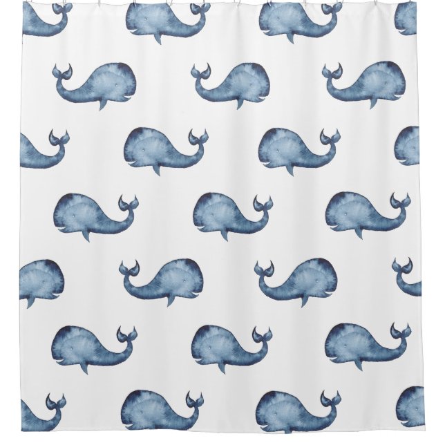 Blue whale. Sea animal. Nautical navy pattern (Front)