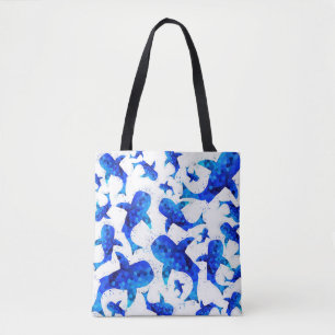 Blue Whale Shark Pattern Tote Bag