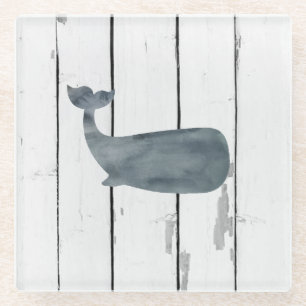 Blue Whale Shiplap Rustic Beach Decor Glass Coaste Coaster