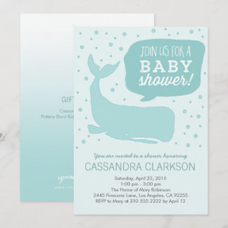 Blue Whale Stylish Baby Shower Invitations