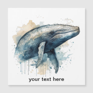 blue whale swimming, customizable magnetic invitation