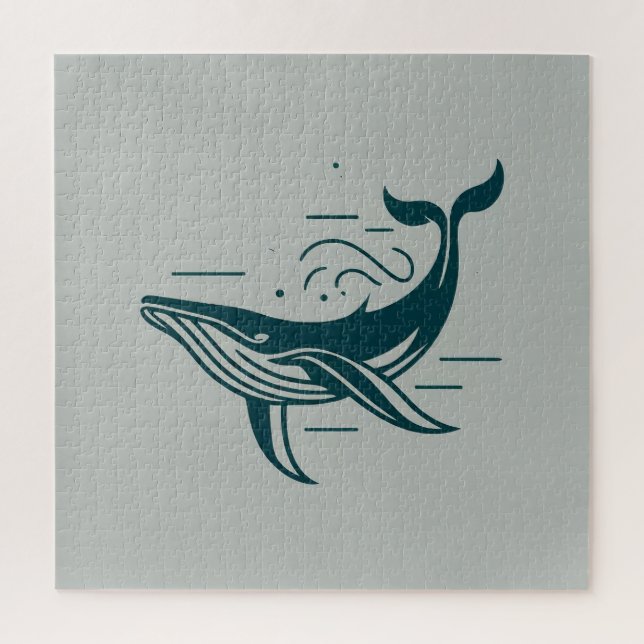 Blue Whale Swimming illustration Jigsaw Puzzle (Vertical)