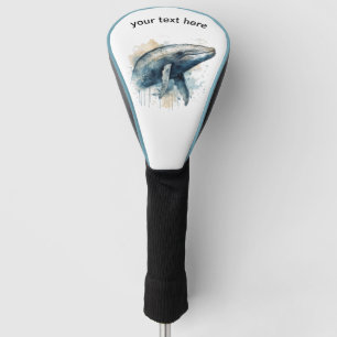blue whale swimming in the ocean, customizable golf head cover