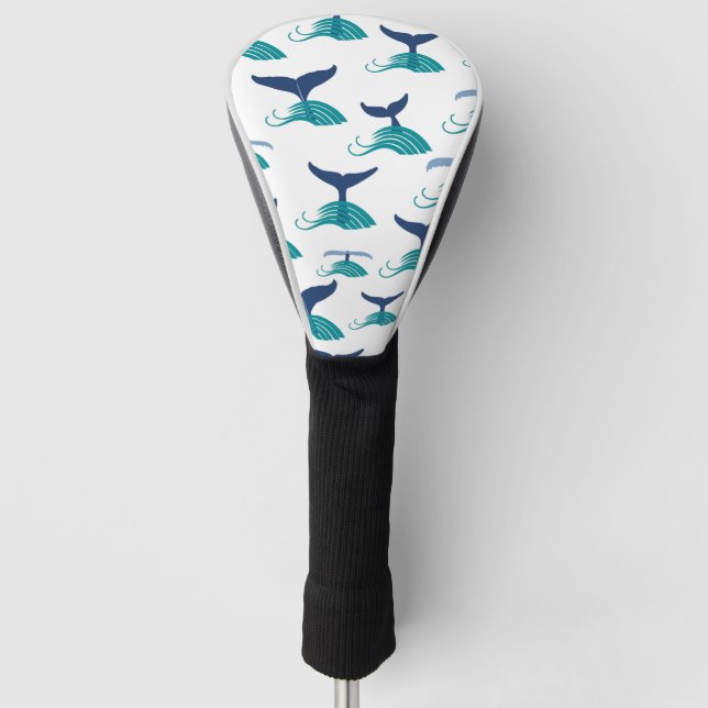 Blue Whale Tail Waves Sea Animal Ocean Marine Golf Head Cover (Front)