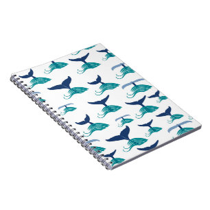 Blue Whale Tail Waves Sea Animal Ocean Marine Notebook