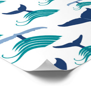 Blue Whale Tail Waves Sea Animal Ocean Marine Poster