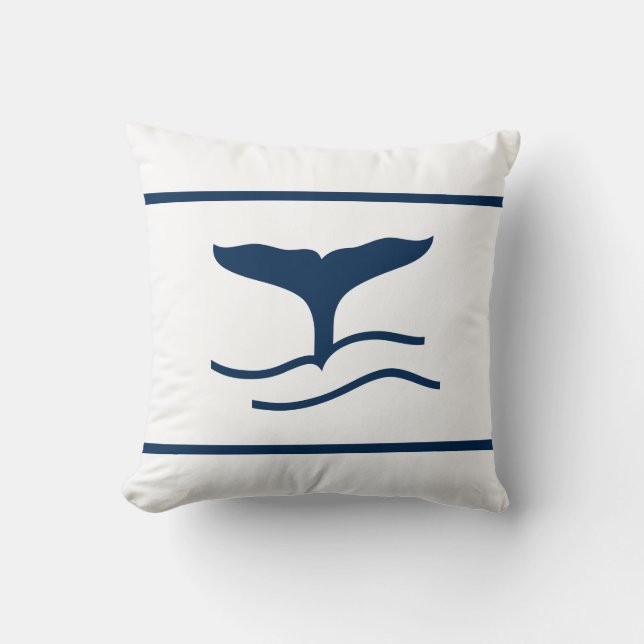 Blue whale tale on white pillow (Front)