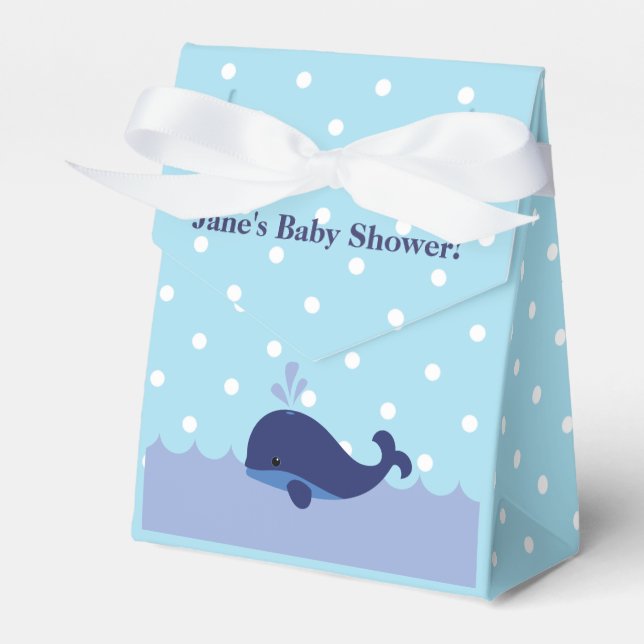Blue Whale Themed Boy Baby Shower Favour Box! Favor Box (Front Side)