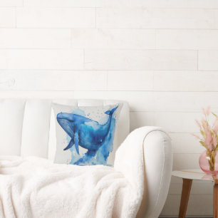 Blue Whale Throw Pillow