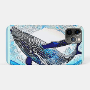 Blue Whale Wave Art iPhone 11 Pro Case