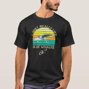 Blue Whales Animal Quote With Vintage Shape Design T-Shirt
