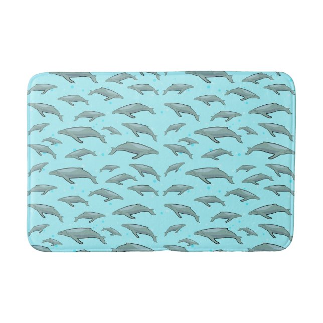 Blue Whales Design Bath Mat (Front)
