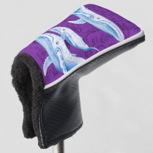 Blue Whales Family Purple Golf Head Cover