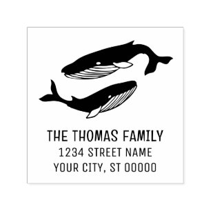 Blue Whales Name Return Address Self-inking Stamp