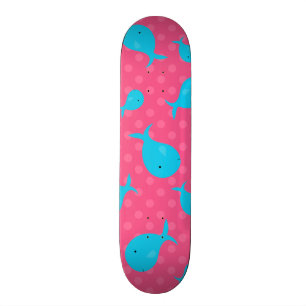 Blue whales pink polka dots skateboard