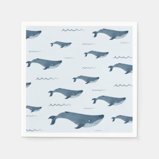 Blue Whales Swimming In The Ocean Napkin