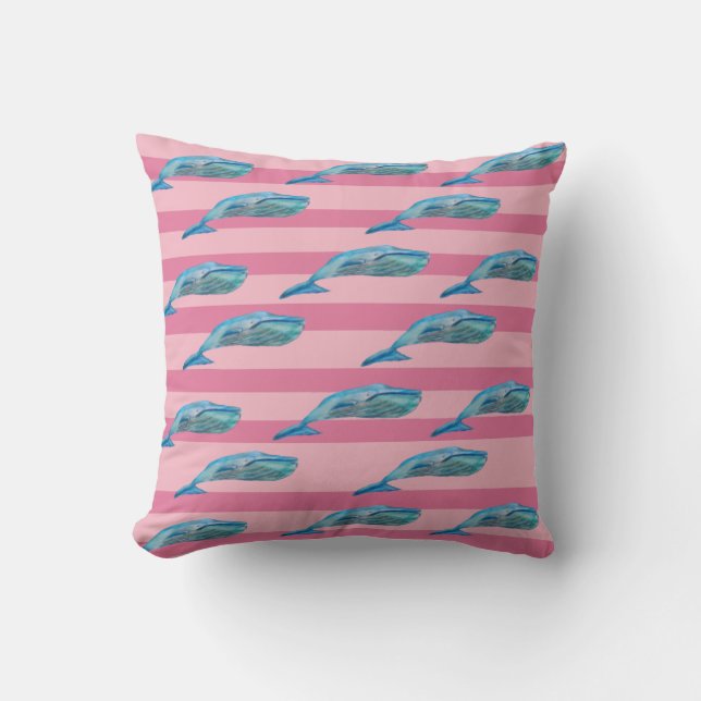 Blue Whales Whale Art  Throw Pillow (Front)
