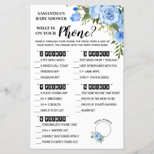 Blue What is on Phone Bilingual Shower Game Card