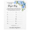 Blue Whats in the Diaper Bag Baby Shower Game card
