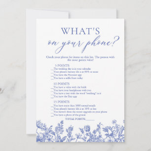 Blue What's On Your Phone Bridal Shower Game Invitation