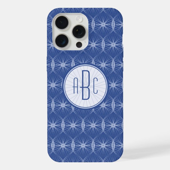 Blue wheel pattern monogram iPhone case (Back)