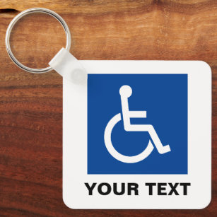 Blue wheelchair disability symbol custom keychain