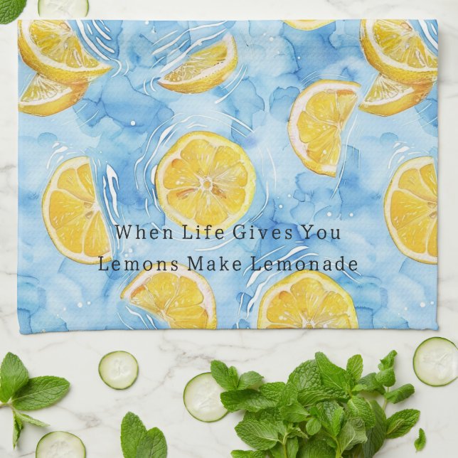 Blue When Life Gives You Lemons Lemonade Kitchen Towel (Folded)