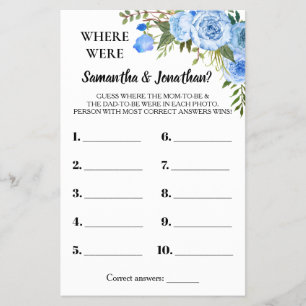 Blue Where were they shower bilingual game card